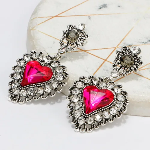 Vista 2 de CIEHER Aretes colgantes de piedra de imitación para mujer, aretes colgantes de champán para mujer, aretes colgantes rectangulares para mujeres