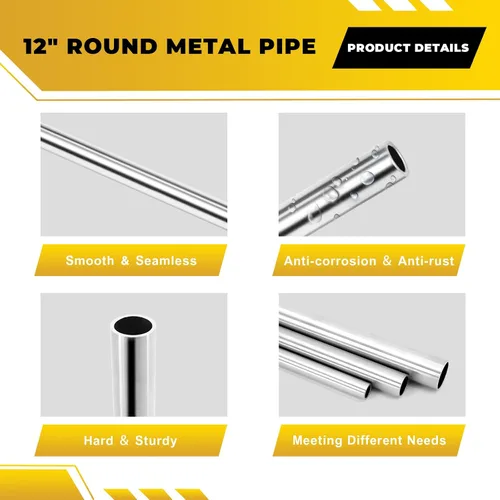 Vista 4 de Tubo de acero inoxidable OD 316 de 1 pulgada de longitud, tubo de acero recto redondo de 12 pulgadas de largo, tubo de metal industrial (2 piezas)