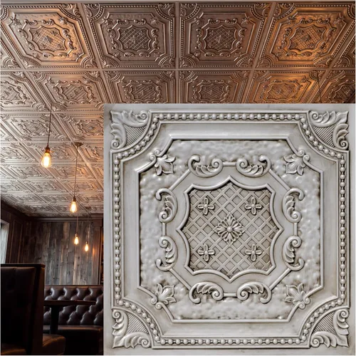 Vista 31 de DCT04 Elizabelthan Shield - Azulejo de techo de PVC de 2 x 2 pies (cubiertas / 200 pies cuadrados), gris pardo antiguo, 50 piezas Antique taupe