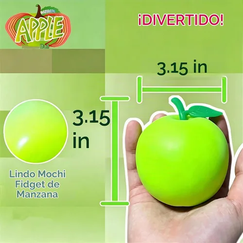 Vista 3 de Bola Mochi de manzana verde, figuras en miniatura, figuras de frutas