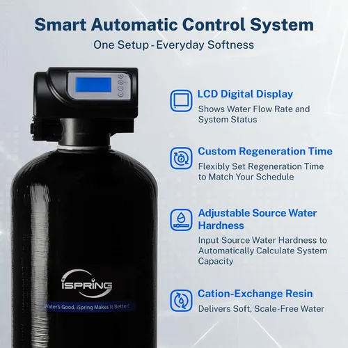 Vista 3 de [Usado] iSpring WCSTB45KG Sistema de suavizante de agua para toda la casa, suavizador de agua de alta capacidad de 45,000 granos que elimina el agua