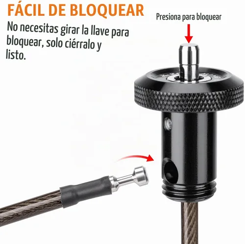 Vista 3 de Candado de cable de bicicleta – Cable de bloqueo de bicicleta – Bloqueo de cadena de bicicleta para casco de bicicleta, antirrobo para barras
