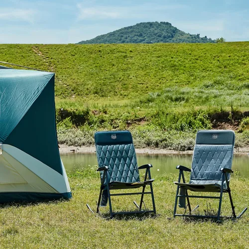 Vista 12 de Timber Ridge Silla mecedora ajustable de 3 niveles, respaldo alto acolchado ergonómico, soporta 300 libras, balancín estable antipunta, reposabrazos