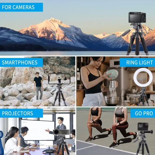 Vista 7 de ZOMEi Soporte de trípode DSLR de alta resistencia de 74.0 in, extensión multifuncional alta, disparo multiángulo, compatible con cámaras, teléfonos