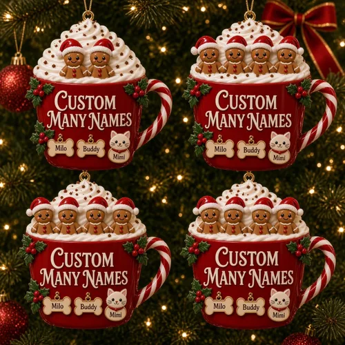 Vista 3 de Taza de Navidad personalizada con diseño de pan de jengibre 2026 Taza de crema_02