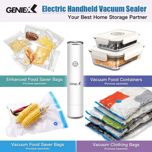 Vista 3 de Sellador al vacío de mano para almacenamiento de alimentos Compacto, inalámbrico, recargable (solo sellador)