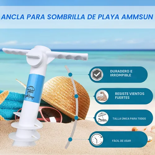 Vista 3 de AMMSUN Ancla de arena para sombrilla de playa, resistente, base de sombrilla para exteriores con 5 tornillos en espiral, universal y talla única