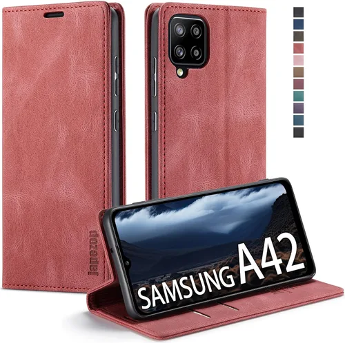 Vista 12 de Funda para Samsung Galaxy A42 5G con bloqueo RFID, tarjetero y función atril magnético, funda de piel con tapa para Samsung Galaxy A42 5G de 6.6