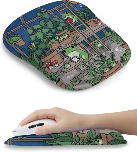 Vista 10 de Alfombrilla de mouse ergonómica con bonito diseño de gato negro, para aliviar el dolor del túnel carpiano, área de mouse 65% utilizable