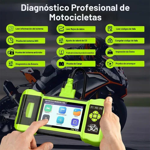 Vista 3 de Herramienta de diagnóstico de función de escáner de motocicleta totalmente accesorio, lector de código OBD2, prueba de ABS, prueba de batería