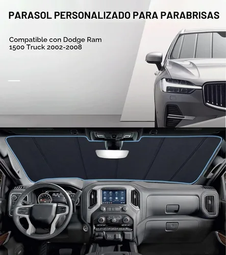Vista 2 de Pigenius Parasol de Parabrisas para Dodge Ram 1500 2002-2008 Protección Solar para Ventana Delantera - Salvaguarda Gris