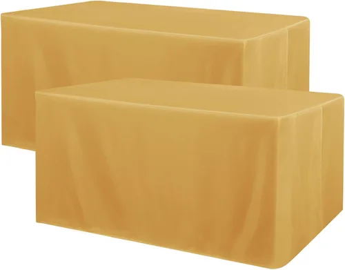 Vista 14 de Obstal Paquete de 2 manteles negros ajustables para mesas rectangulares de 4 pies, resistente al agua, lavable, tela de poliéster