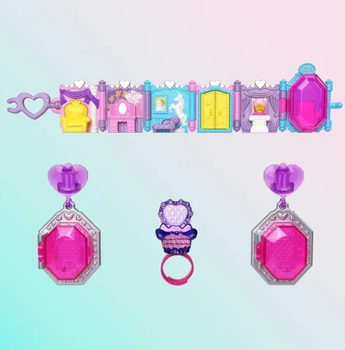 Vista 4 de Polly Pocket Compacto de Coleccionista con 2 Muñecas, Colección de Recuerdos Baile Real Set de Accesorios de Joyería, Juguete Coleccionable con Tema