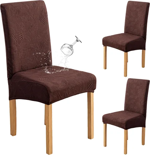 Vista 42 de Genina - Juego de 2 fundas impermeables para sillas de comedor, fundas para sillas de cocina, color beige