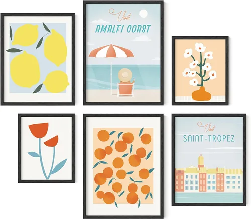 Vista 24 de HAUS AND HUES Decoración de Pared Naranja Arte de Galería Juego de 6 - Pósteres para Estética de Habitación Psicodélica, Arte de Pared Rosa y 70 s