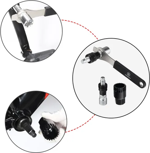 Vista 6 de Extractor de manivela de bicicleta Herramienta de extracción de soporte inferior de bicicleta con llave de 0.630 in Kit de herramientas