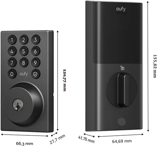 Vista 8 de eufy Security Smart Lock C30, cerradura de puerta de entrada sin llave, cerrojo de seguridad con teclado WiFi integrado para puerta delantera,