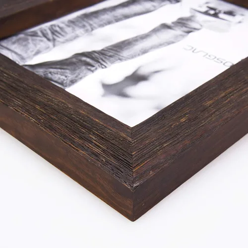 Vista 6 de Eosglac Marco de fotos rústico de 5 x 7 pulgadas, marco de fotos de madera envejecido, color marrón oscuro envejecido, para montaje en mesa o pared