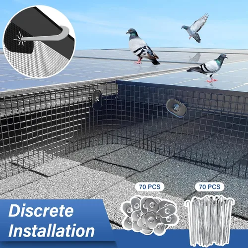 Vista 4 de Protector de Paneles Solares contra Pájaros, Kit de Rollo de Malla Protectora contra Animales de 6 pulgadas x 100 pies para Red de Protección