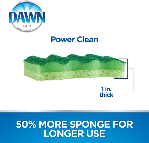 Vista 4 de Dawn Power Clean - Esponjas para fregar en forma de cuña, paquete de 3, color verde