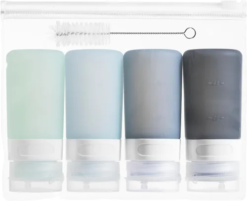Vista 22 de MICEBAY Botellas exprimibles de condimentos para salsas, mini recipiente de silicona para aderezo de ensalada de 1 onza para llevar con bolsa