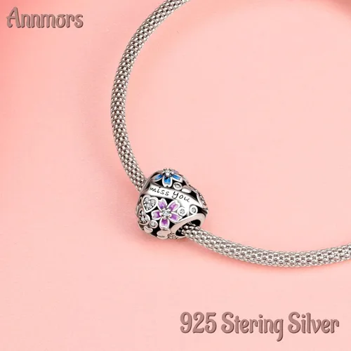 Vista 2 de Annmors Dijes familiares de joyería para mujer, plata de ley 925, colgante con circonita cúbica, cuentas de joyería, regalos de bricolaje