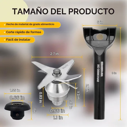 Vista 2 de Cuchilla de licuadora compatible con Vitamix con llave y herramienta de enchufe de accionamiento Compatible con 5200 6300 5000 Series 64oz y 32oz