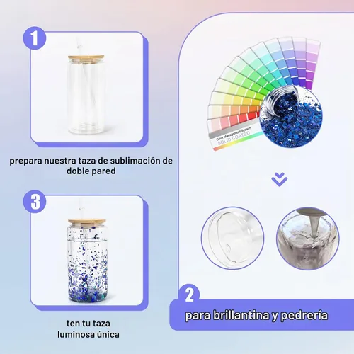 Vista 3 de AGH Vaso de globo de nieve de sublimación de 16 onzas con tapas y pajitas de bambú, paquete de 25 vasos de lata de cerveza de sublimación de doble