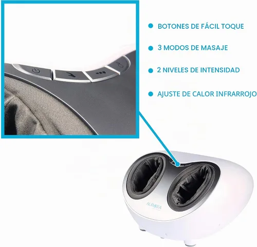 Vista 5 de Aurora Health & Beauty Masajeador de pies de compresión de aire Shiatsu con terapia de calor