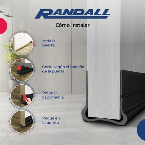 Vista 4 de Parte inferior de puerta de PVC adhesivo flexible – 39 pulgadas de largo Se adapta a puertas estándar de 1 3/4 pulgadas Tope autoadhesivo
