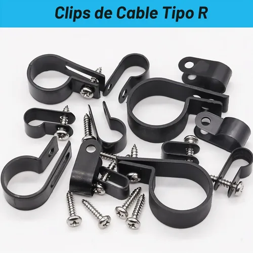 Vista 6 de TWTADE Juego surtido de 222 abrazaderas de cable negras, plástico de nailon tipo R, 6 tamaños 3/16 pulgadas, 1/4 pulgadas, 3/8 pulgadas, 1/2