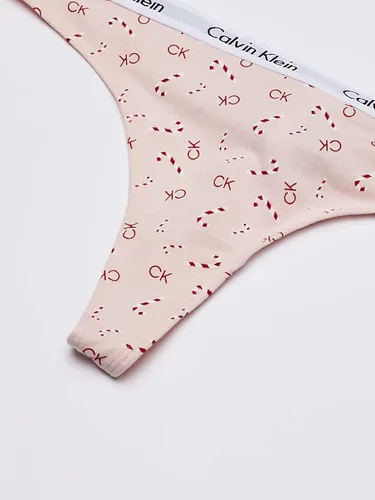 Vista 4 de Calvin Klein Tanga elástica de algodón con logotipo de carrusel para mujer, paquete múltiple