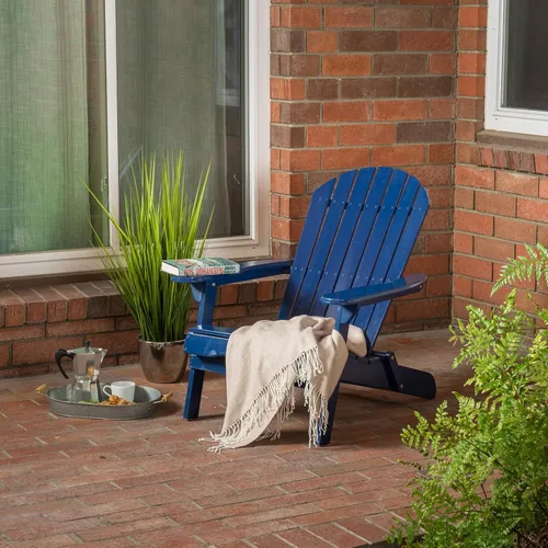 Vista 8 de Folding Adirondack Chairs, Solid Wood Outdoor Patio Chairs with All-Weather Construction for Yard, Garden, Backyard, Deck & Fire Pit,Blue