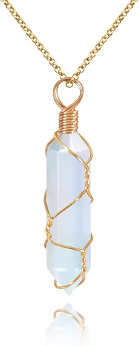 Vista 9 de VIBILIA Collar de Cristal Curativo con Envoltura de Alambre Piedra Punta de Amatista Natural Colgante Hexagonal Joyería de Cuarzo Reiki Espiritual