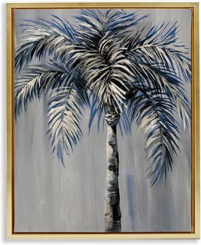 Vista 12 de Stupell Industries Pintura de palmera gris enmarcada arte giclée por Nan Enmarcado en blanco