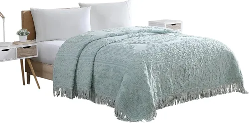 Vista 31 de Beatrice Home Fashions Medallón de chenilla, funda estándar, azul