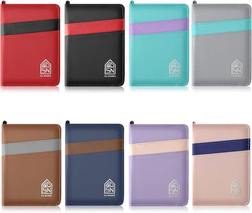Vista 7 de ELASND Soporte para pasaporte para viaje con cordón para el cuello, funda de pasaporte con bolígrafo, cartera de pasaporte con bloqueo RFID