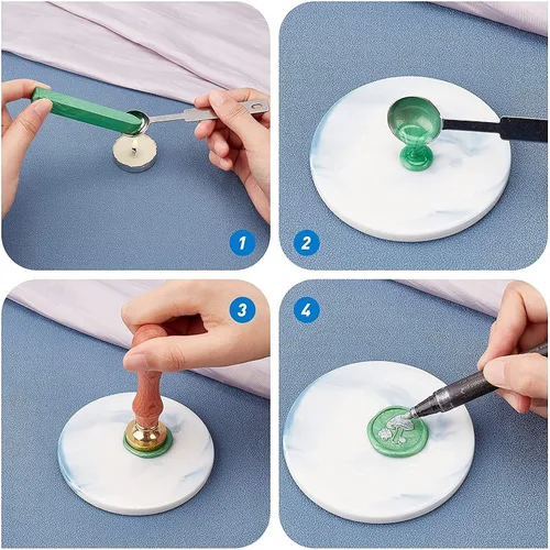 Vista 4 de CRASPIRE Sello de cera de hongo vintage con mango de madera, cabeza de latón extraíble retro para invitaciones de boda, sobres de Navidad, Acción