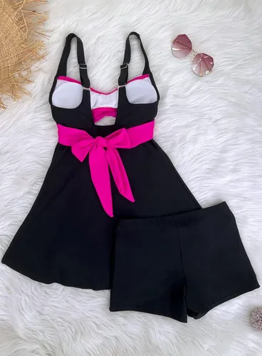Vista 5 de SouqFone - Trajes de baño de dos piezas para mujer, top con volantes, parte inferior con cintura alta (disponible en tallas grandes)