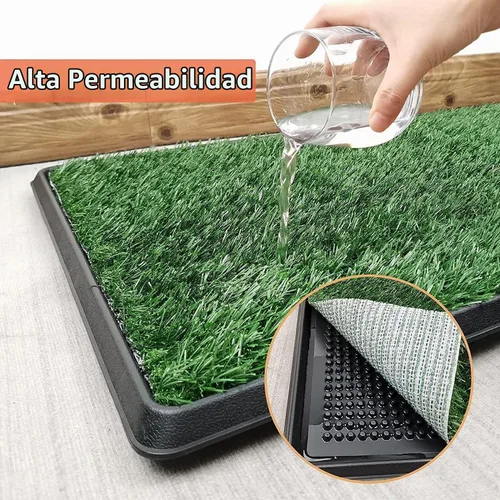 Vista 5 de Alfombrilla de césped artificial para mascotas PICK FOR LIFE para interiores y exteriores, bandeja de arena para perros, tapete de césped artificial