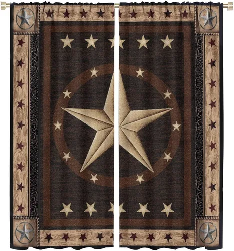 Vista 32 de Cortinas opacas de vaquero americano para sala de estar, atardecer occidental, rústico, vaquero, equitación, cortinas de ventana, aislamiento