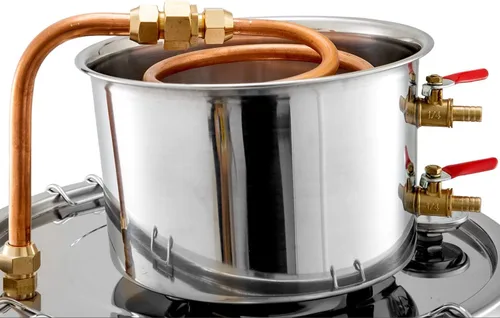 Vista 5 de Destilador de acero inoxidable, capacidad de 6 L (1.6 galones), kit completo con termómetro – para agua y vapor/destilación de aceites esenciales