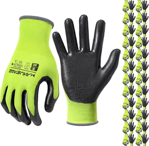 Vista 28 de MANUSAGE Guantes de trabajo de seguridad - Guante protector para hombres y mujeres - Protección de mano ultradelgada - Para construcción Negro