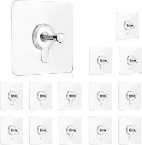 Vista 10 de 12 piezas de perchas para cuadros sin clavos, perchas de pared sin clavos, ganchos adhesivos para pared para colgar cuadros para cocina, baño, hogar
