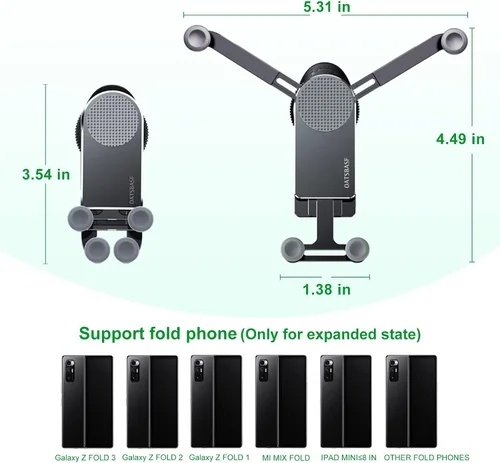 Vista 6 de Z Fold 4 - Soporte de automóvil para ventana de parabrisas de salpicadero, aluminio 2 modos para Samsung Galaxy Z Fold 6 5 4 3 2 Accesorios y iPhone