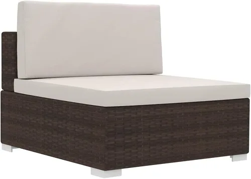 Vista 4 de 3 Piece Poly Rattan Patio Sofa Set with Cushions Brown