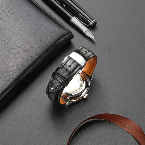 Vista 2 de Moran - Correa con estampado de cocodrilo y de cuero vacuno, para reloj de pulsera de 18mm a 24mm, para mujer y hombre