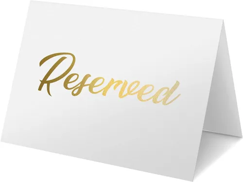 Vista 7 de Paquete de 10 letreros de mesa reservados dorados y números de mesa dorados del 1 al 30 para bodas, recepciones, fiestas, restaurantes, números