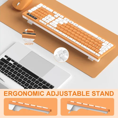 Vista 5 de Reccazr - Combo de teclado y mouse inalámbricos, teclado y mouse de tamaño completo 2.4G, inalámbrico, mouse ajustable de 3 DPI, teclado de doble
