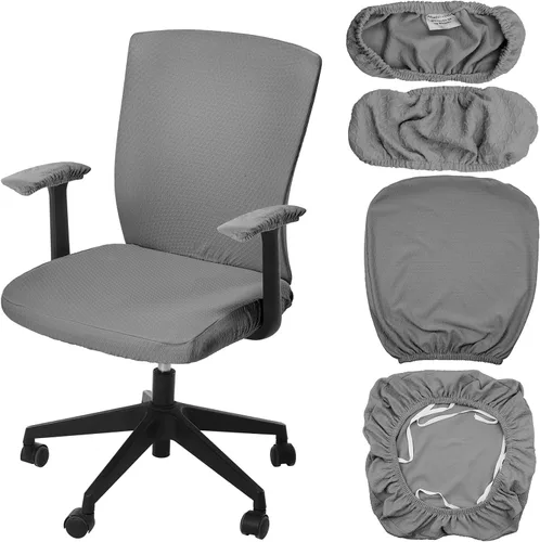 Vista 12 de Tallew 4 fundas para sillas de oficina, fundas universales para sillas de computadora, fundas protectoras elásticas para asiento de silla, fundas